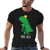 Tree Rex Funny Dinosaur Christmas Tree T Rex Tshirt Basic Plain Short Sleeve Crew Neck Tee