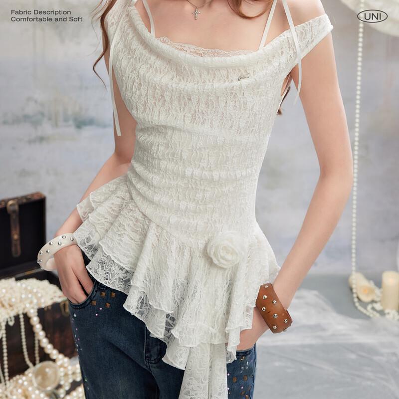 UNIFREE Cowl Neck Bow Strap Chiffon Top