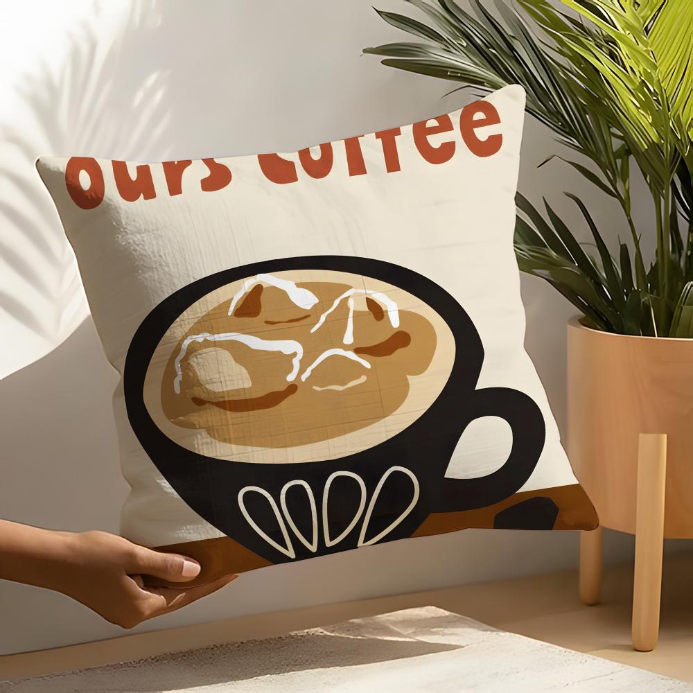 Creative Coffee Illustration Pillow Case Linen Cushion Covers For Decorative Sofa Home Pillows Case Car Chair Pillows Cases
