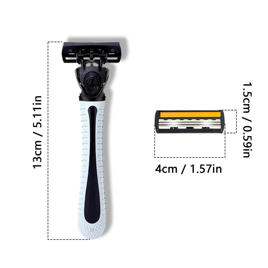3-Blade Men's Anti-slip Manual Shaver with Multi-blade Head Combination Pack