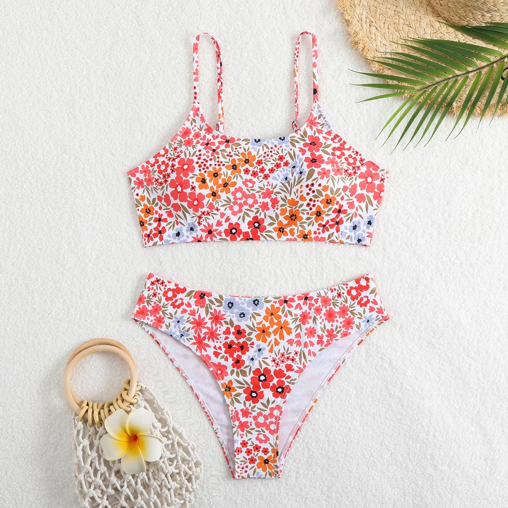 European and American Sexy Swimsuit Suit Split Swimsuit Women and Girls Floral Bikini Three-point Underwear
