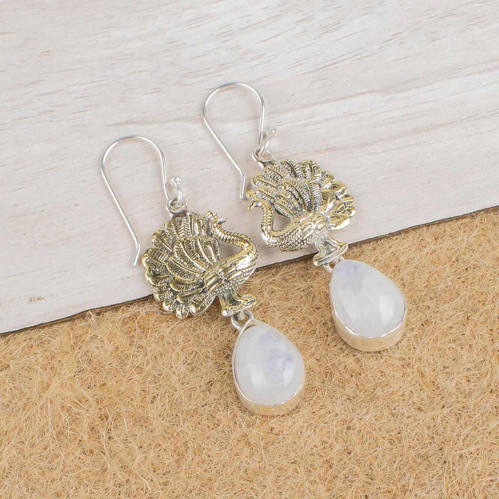 Rainbow Moonstone Earrings Gemstone Jewelry, 925 Solid Sterling Silver Earrings, Handmade Beautiful Jewelry Earrings