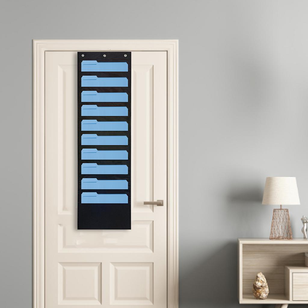 Hanging File Folder Organizer Over The Door File Organizer Wall Mounted 10 Paper Storage Pockets Chart for Home Office Classroom