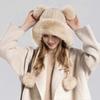 Winter Ladies Hat Fluffy Plush Thickened Heat Retention Ball Decor Ear Protection Solid Color Windproof Outdoor Camping Cycling Skiing Headwear -3-10