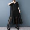 Short Sleeve plus size mesh vintage  new in dresses for women casual loose long summer  Dress