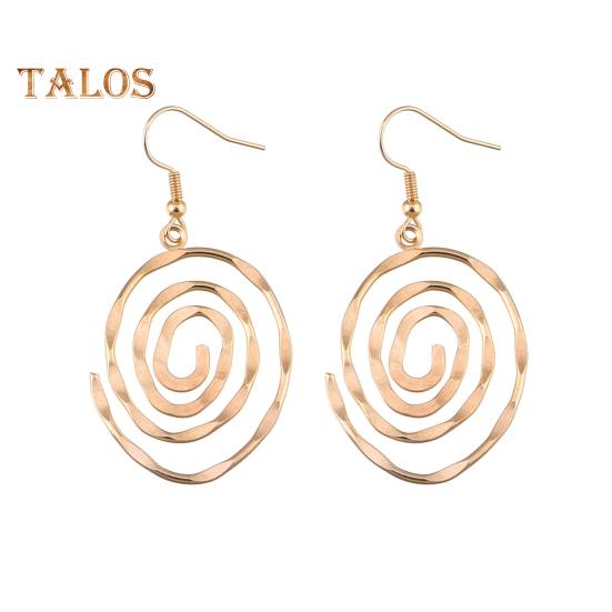 

1 пара женских серег-крючков, полые вихревые формы, гладкие полированные украшения для ушей, ювелирные изделия, серьги для отпуска, висячие серьги для вечеринок, висячие серьги на работу золотистый
