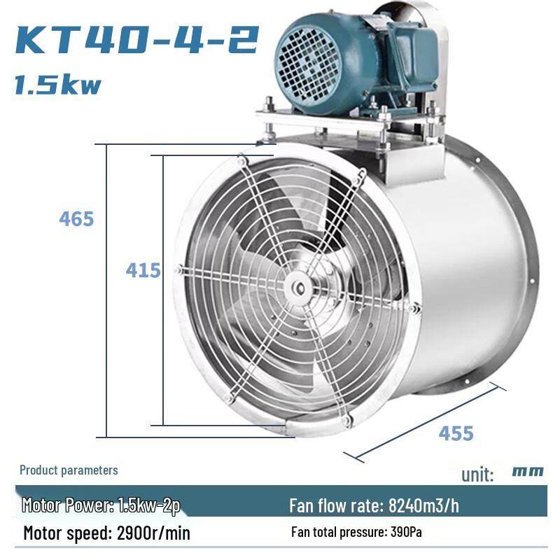 NaiDuo Stainless Steel Industrial Axial Fan with External Motor