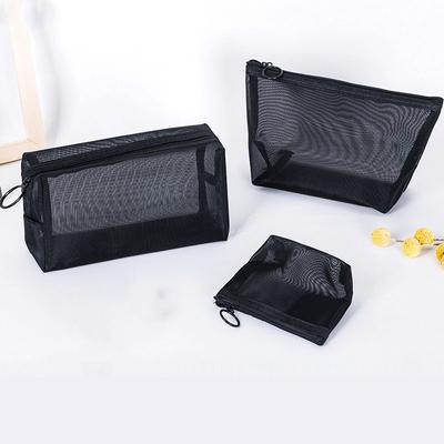 Frauen Transparent Schwarz Mesh Kosmetik Tasche Reise Kleine Große Make-Up Tasche Fall Reißverschluss Kulturbeutel Schönheit Lagerung Beutel Organizer