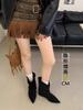 Fashion Women's Suede Stiletto Stack Boots Autumn New Pointed Toe Sleeve Anti-Slip Wear-Resistant Booties