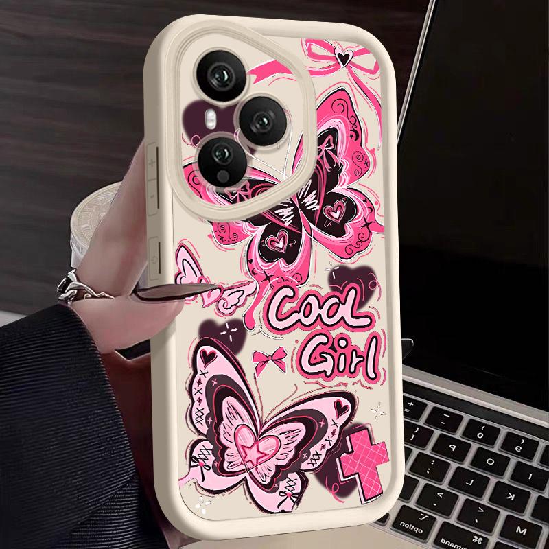 Cool Girl Butterfly Painting Case For Honor 400 Lite 200 Pro Shockproof Bumper Soft Cover Funda For Honor X9C Smart X8C Magic 7