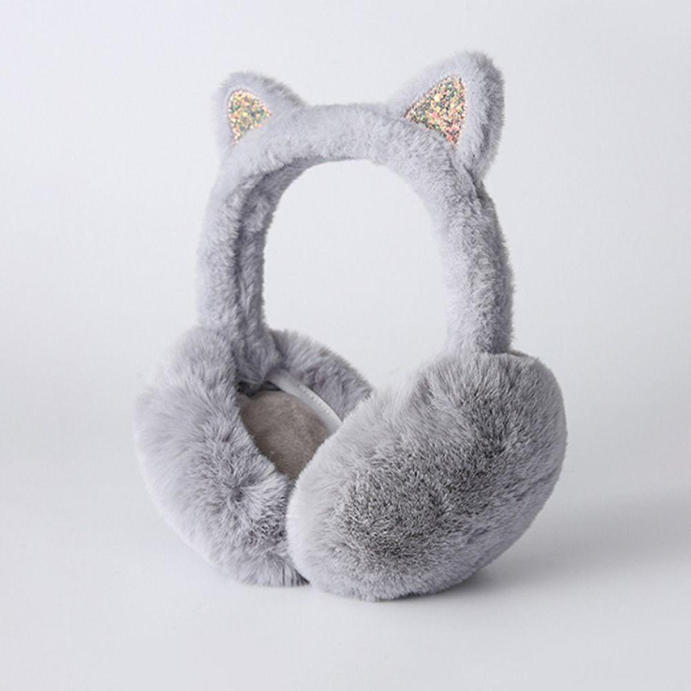 Fluffy Cat Ear Earmuffs Foldable Foldable Thermal Earmuffs Faux Fur Ear Warmers  Winter Outdoor