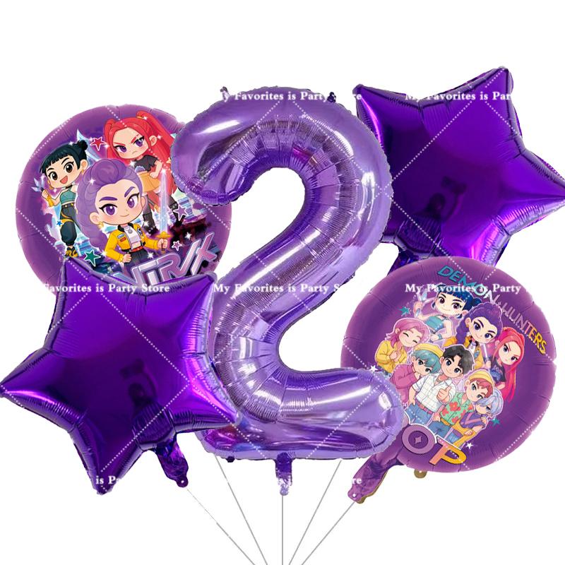 Kpop Demon Hunters Children Birthday Party Decoration Ball Number Digit 1-10 Balloon Set Baby Shower Supplies Gift Toy s Round Sensory Compression