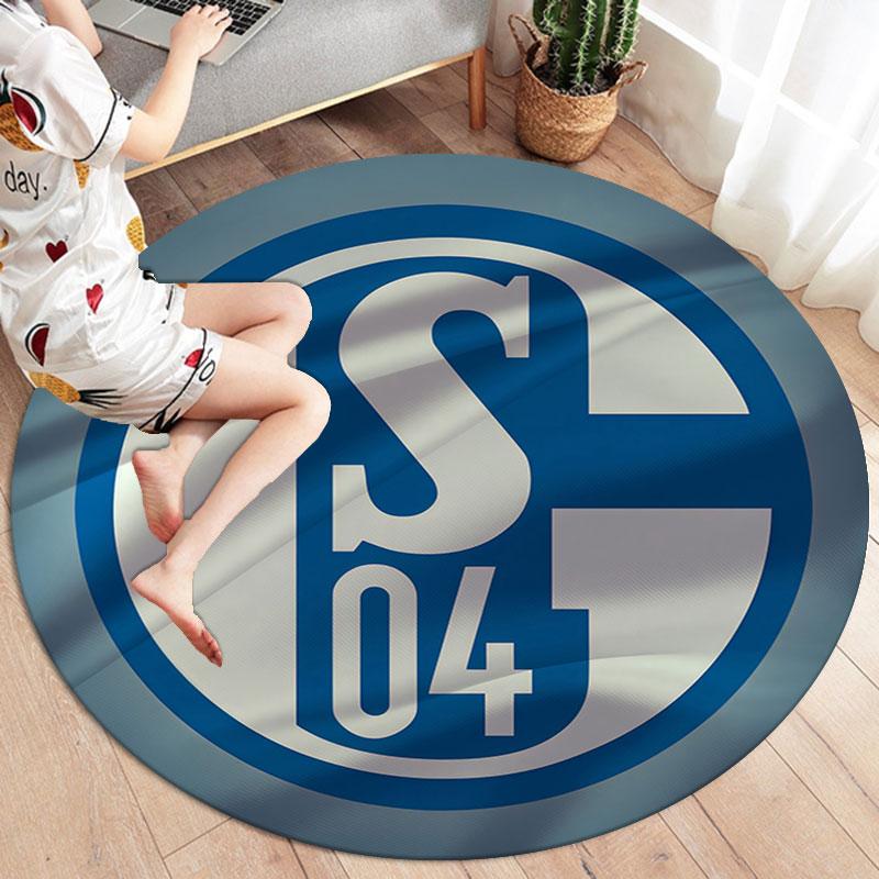 FC Schalke 04 Round Area Rug,Carpet Rug for Living Room Bedroom Sofa Playroom Decor,Non-slip Floor Mat