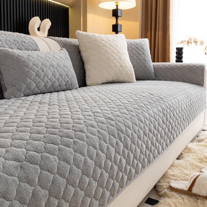Thicken Plush Sofa Mat Nordic Solid Color Sofa Cover Corner Couch Slipcovers for Living Room Anti-slip Sofa Blanket Home
