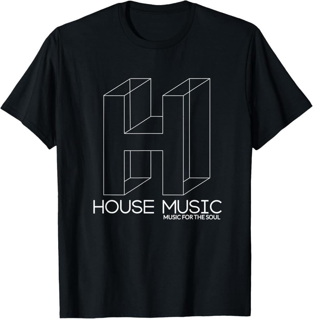 Deep House Music Art  Minimalist Design for DJ Raver EDM TShirt Cotton Printed Graphic T Shirts Vintage T Shirt Camisas