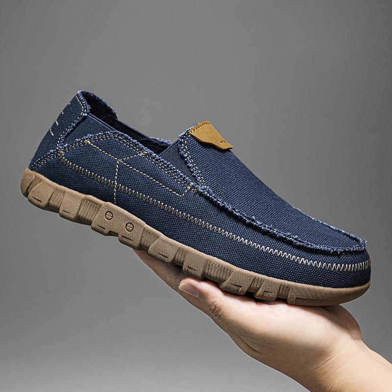 Luxury Brand Men's Casual Shoes Fashion Canvas Man Loafers Slip-on Walking Footwear Breathable Lightweight Lazy Driving Shoes