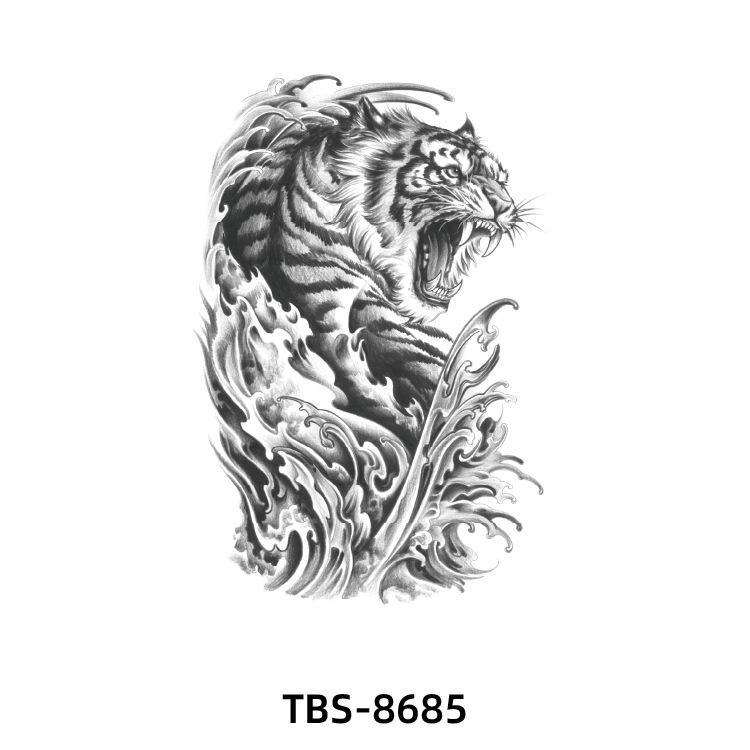 2025 Full/Half Arm Wolf, Tiger, & Flower Tattoo Stickers - European/American Style