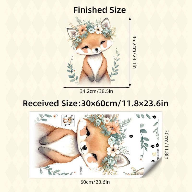1pc Cute Wreath Animal Fox Wall Stickers for Children Room Bedroom Nursery Wall Decoration Living Room Decor for The House