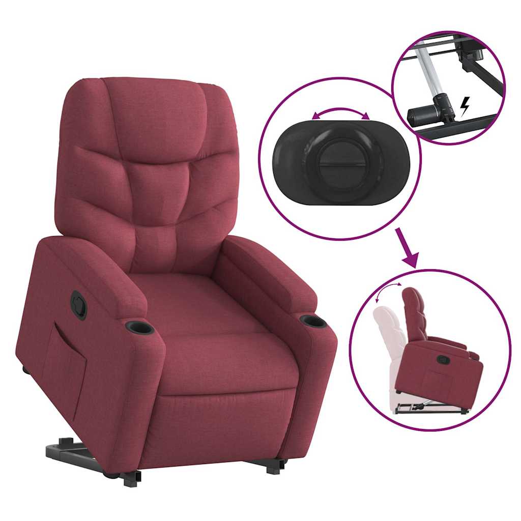 Recliner Chair with Lift Assist Burgundy Fabric