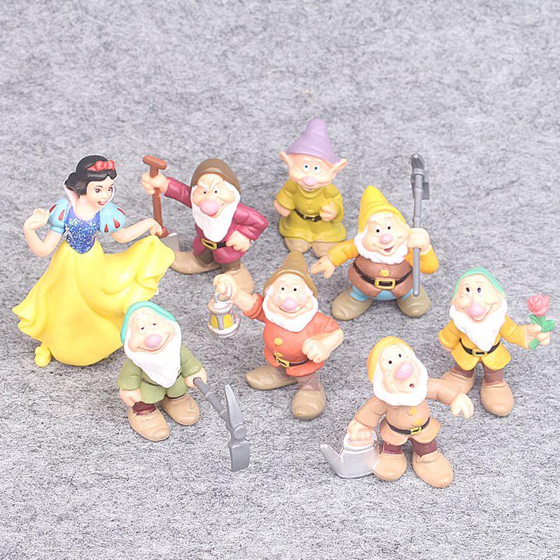 Entzückendes Set aus 8 Schneewittchen und den sieben Zwergen Actionfiguren für Kinder