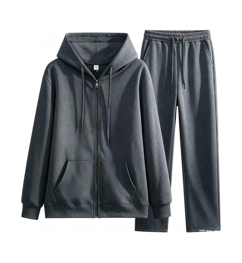 Autumn/Winter Women's Casual Solid Color Hoodie & Wide Leg Pants Set