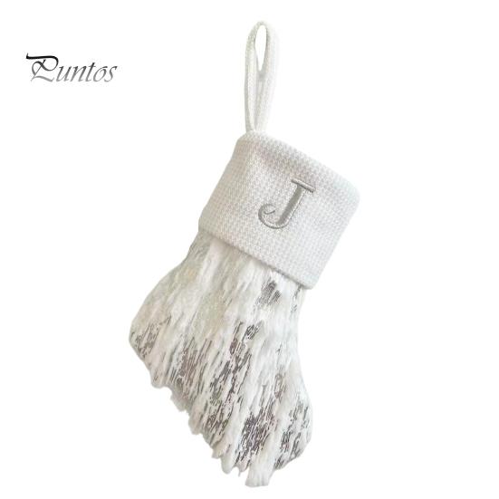 1ks vánoční bílá punčocha dopisní výšivka pletené ručně vyráběné opakovaně použitelné vánoční stromeček závěsný dárkový sáček punčochový přívěsek party sváteční dekorace