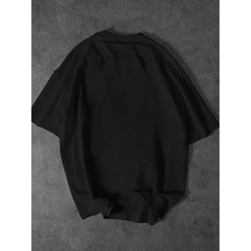 European Sizes Men's Gothic Skull Print T-Shirt - Y2K Streetwear Design with Winged Skull and Cross Pattern