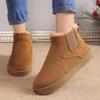 Women's Solid Color Fluffy Boots, Slip On Fleece Lining Platform Soft Sole Boots, Winter Plush Non-slip Warm Boots