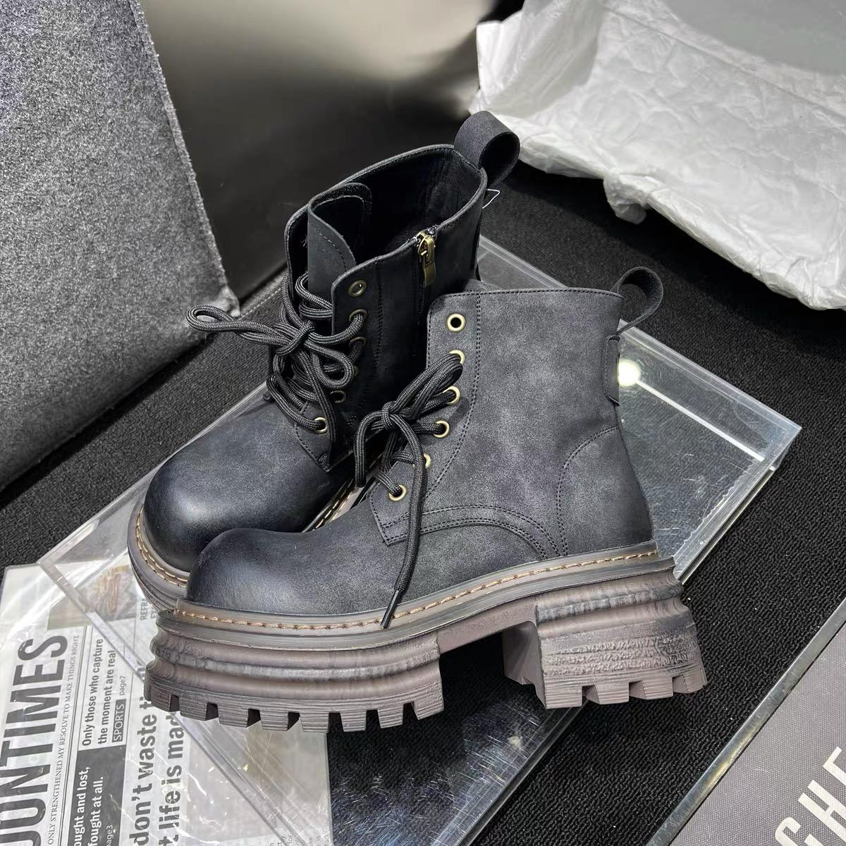 

Женские зимние ботинки на платформе с высоким каблуком, повседневные кроссовки из высококачественной кожи, зимняя мода, челси, на шнуровке, Botas Mujer 40