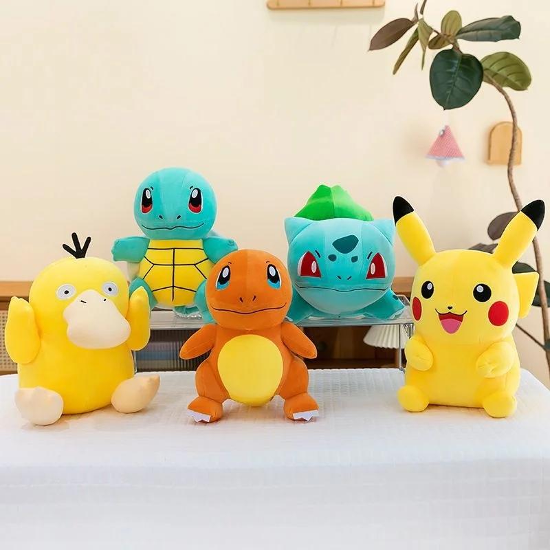 Manga Snuggly Doll Pikachu Psyduck Squirtle Charmander Bulbasaur Huggable Stuffed Toys Cozy Soft Figure Suitable For Living Space Display Supporters