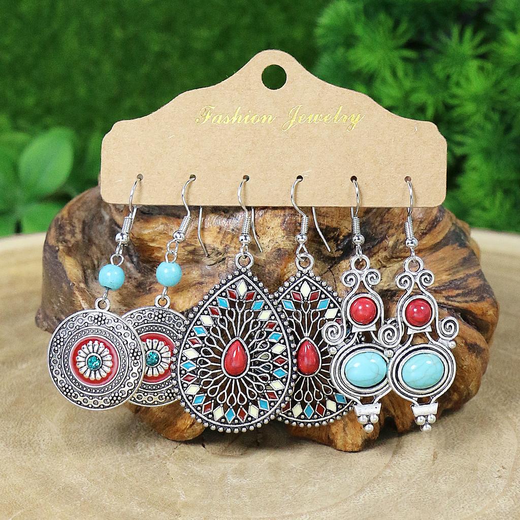 Women's Boho Colorful Earrings Combination Set Tassel/Shell/Turquoise Design Geometric Shape Big Water-drop Party Decors Gifts