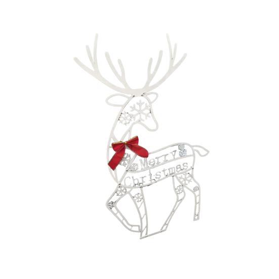 Christmas Reindeer Decoration Outdoor Light Up Deer Family with Warm Light 2D Standing Deer for Holiday Yard Garden Lawn Decor