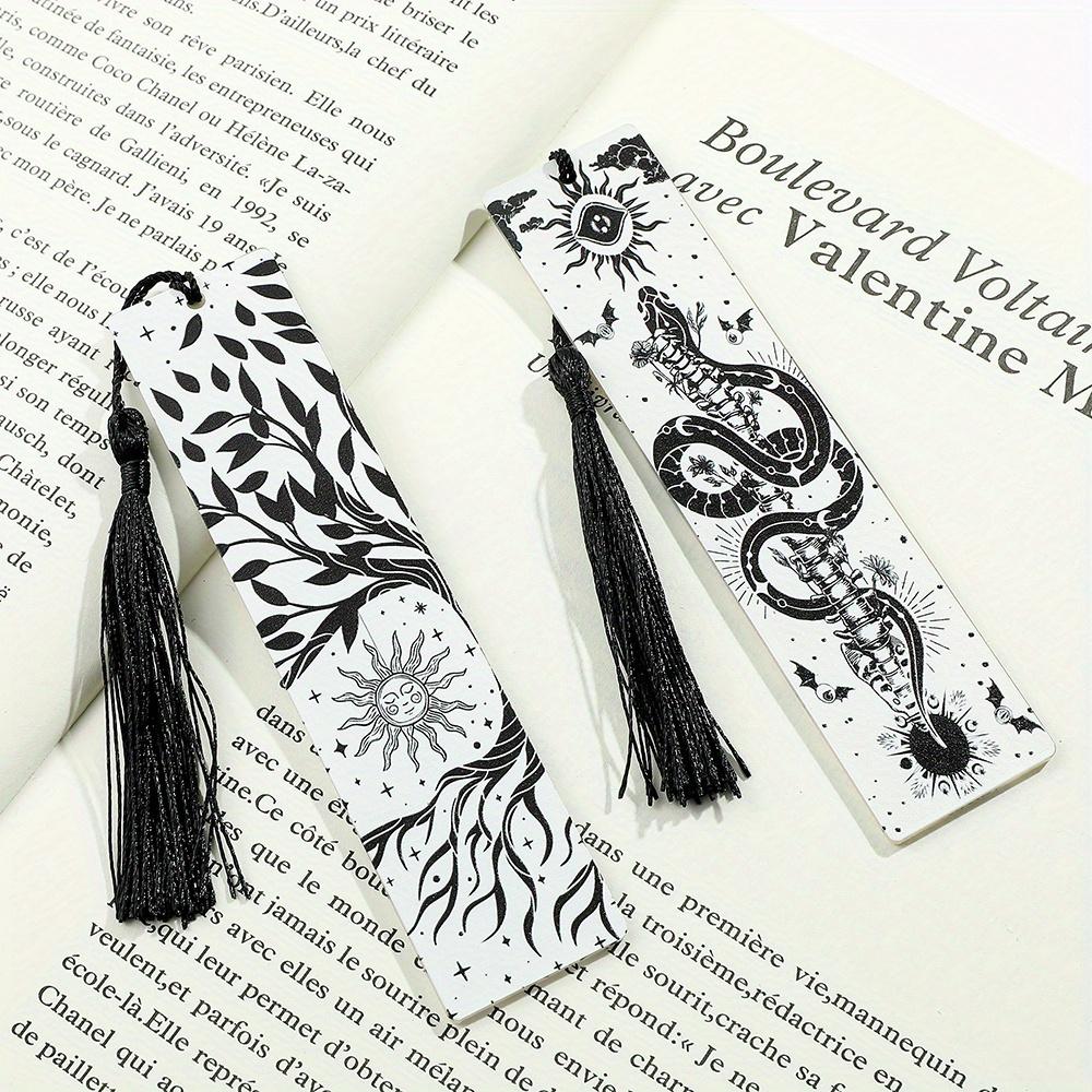 1PC Segnalibro serie in bianco e nero in stile scuro: segnalibro in acrilico con ciondolo, regalo di compleanno e Natale per gli amanti dei libri