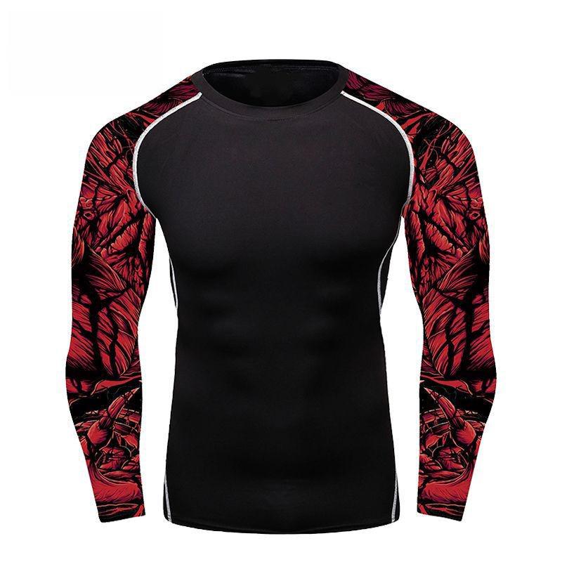 Tricou Sport cu Mânecă Lungă cu Compresie pentru Bărbați: Absorbție transpirație, Elastic, pentru Alergare și Ciclism.