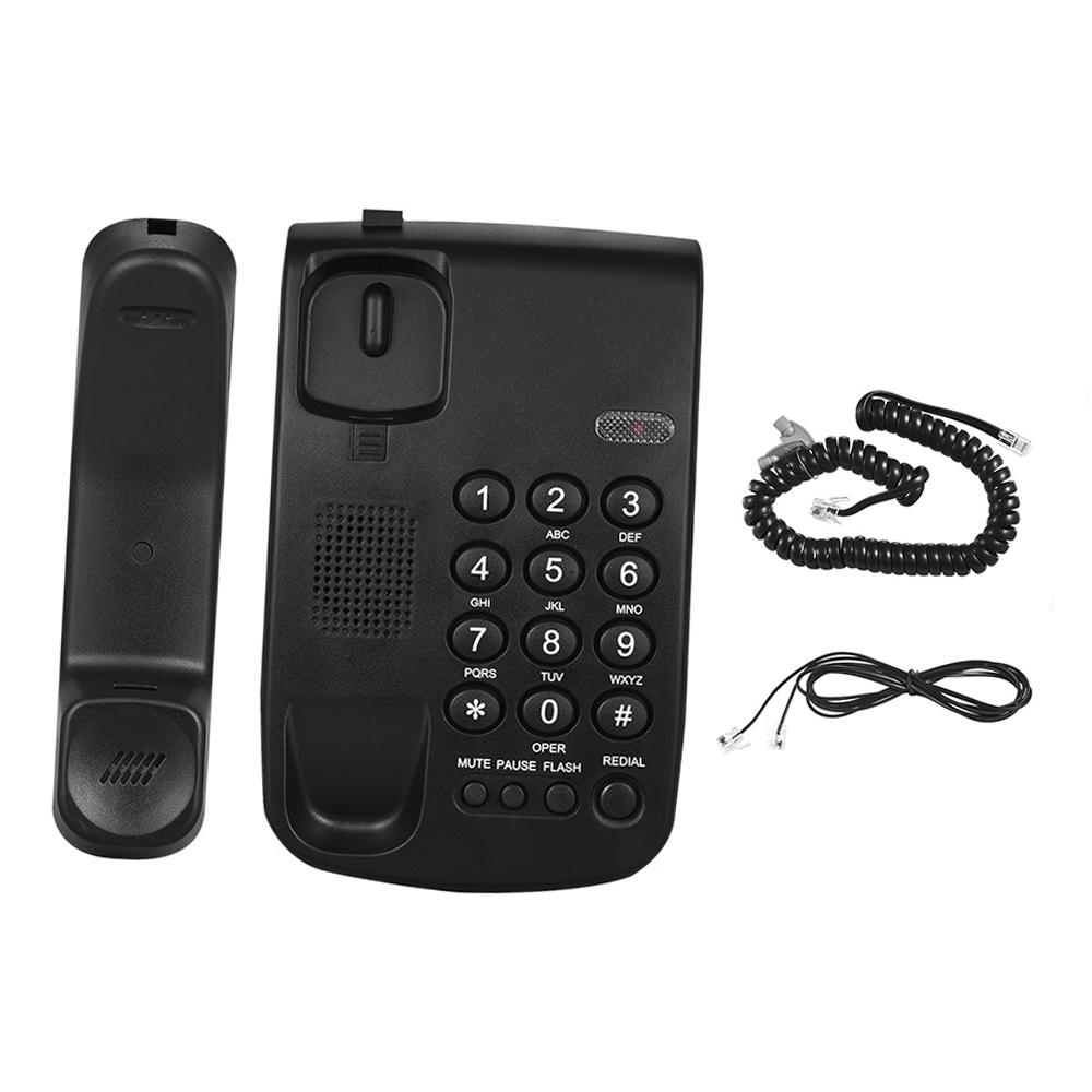 Portable Corded Telephone Phone Pause  Redial  Flash  Mute Mechanical Lock Wall Mountable Base Handset for House Home