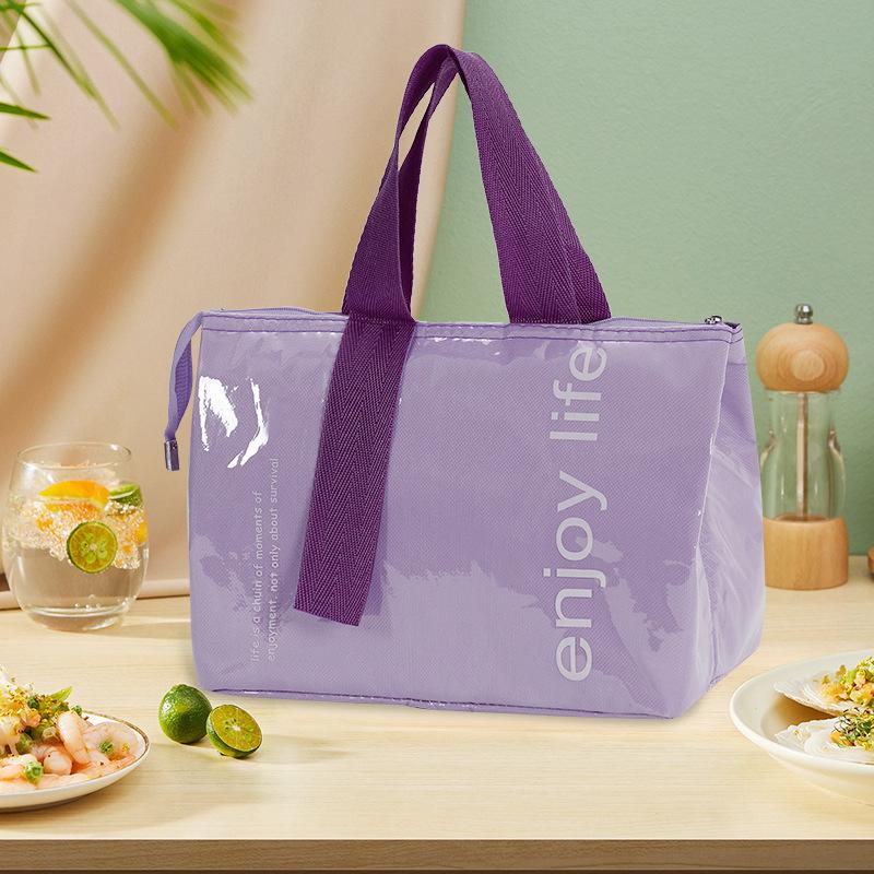 

Waterproof Thickened Lunch Bag Large Capacity Office Workers Take-in Food Insulation Bag Students Lunch Bag Handheld Aluminum Foil Bento Bag фиолетовый