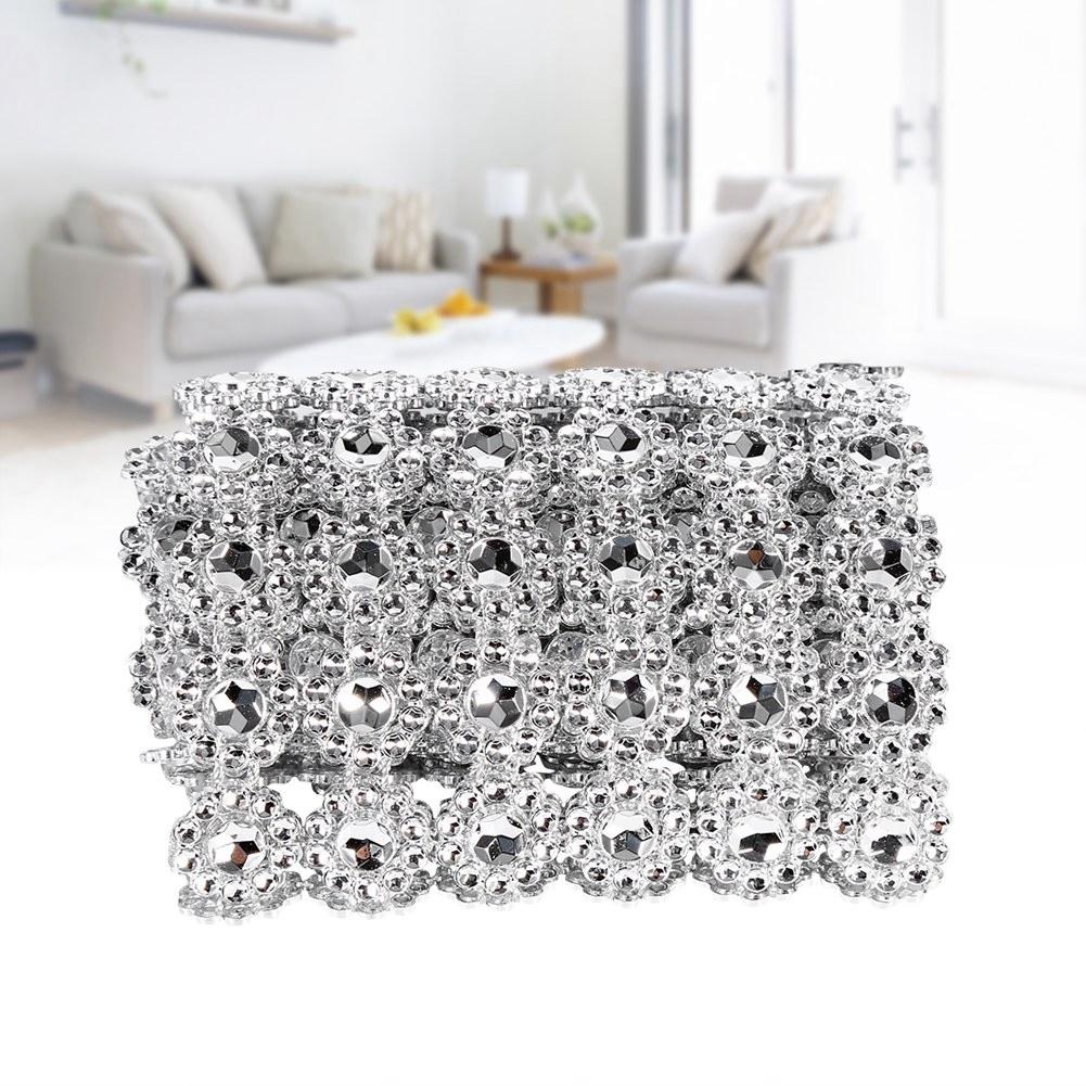 1 Yard langes, blütenförmiges Diamant-Mesh-Kettchen, glitzerndes künstliches Kristall-Strassband-Dekor