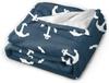 Navy Blue Nautical Anchors Throw Blankets All Season Ultra Soft Warm Fleece Blanket for Home Bed Sofa Couch Chair Outdoor Travel