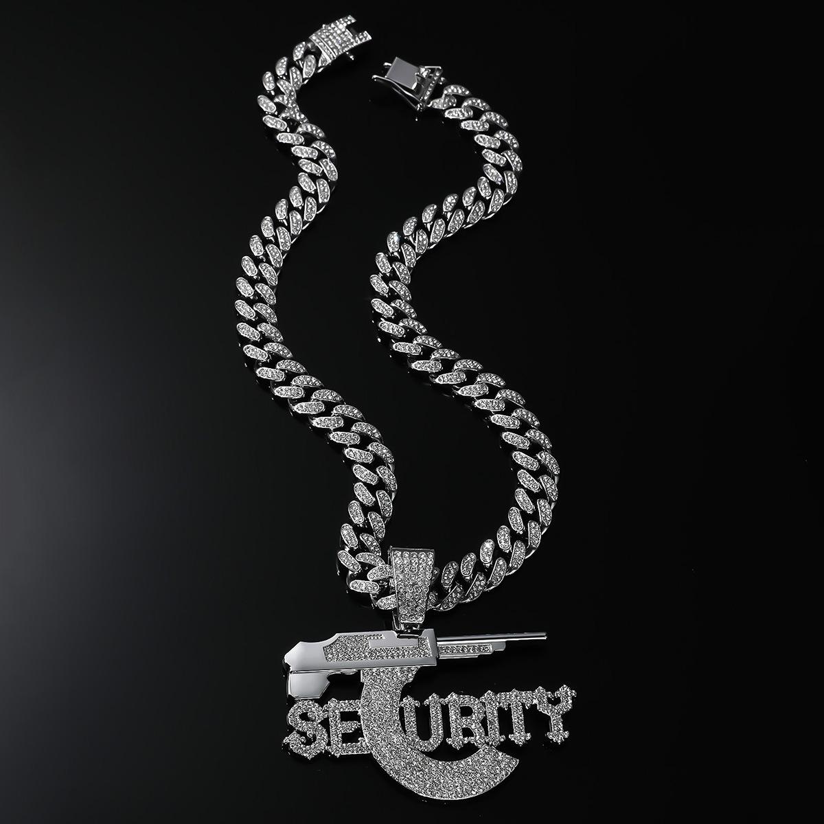 

Підвіска з повним діамантом, кубинським ланцюжком SNURITY, європейськими та американськими чоловічими персоналізованими ювелірними виробами