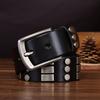 Rivet Belt Genuine Leather Belt for Jeans Dress New Leather Jeans Belt with Stitch Design and Prong Buckle Male Waistband 3.8cm