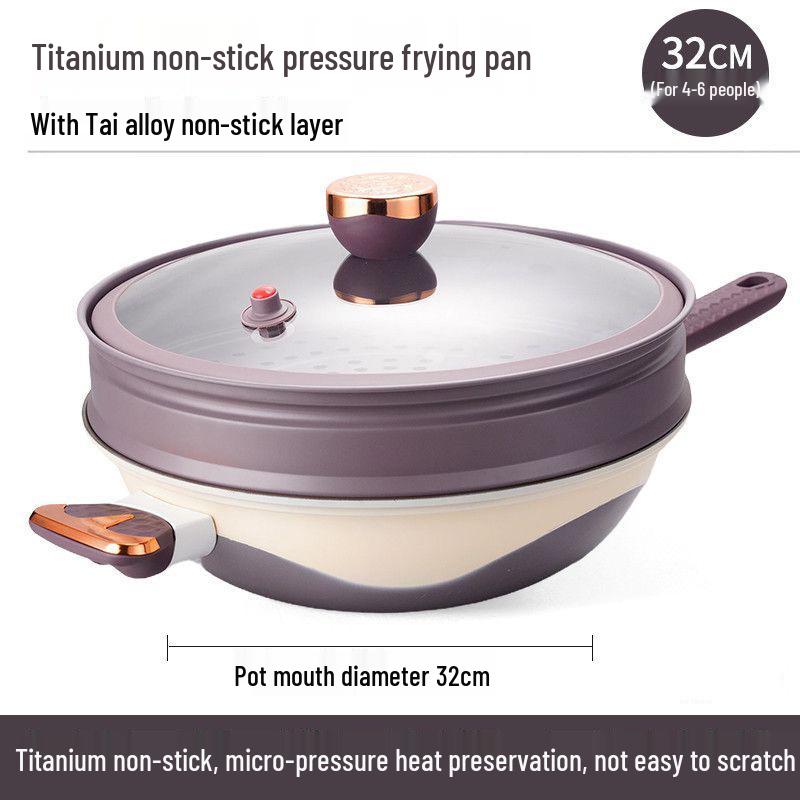 Wanghong Titan-Gold Antihaft Mehrzweck-Wok - Geringe Öldämpfe, Mikrodruck, Dampfgaren, Große Kapazität Pfanne für den Haushalt Wok-Gerichte