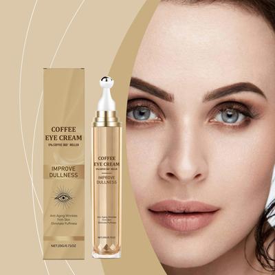 Koffein Ögonkräm Skonsam Återfuktande Massage Ögon Kollagen Elasticitet Roller Ögonkräm 10ml