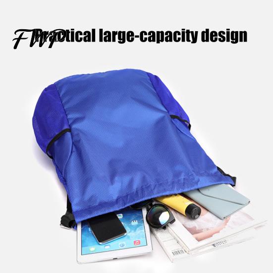 Swimming Gear Bag Sports Backpack, Drawstring Gym Backpack with Side Mesh Pockets, Double Pocket Waterproof Workout for Basketball Soccer Swim