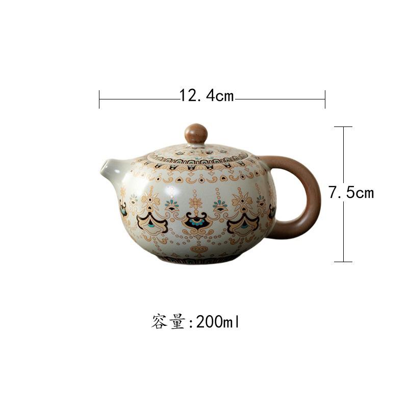 

200ml Ru Kiln Gracked Glaze Dunhuang Xi Shi Teapot Vintage Tea Infuser Pot Tea Maker Kettle With Filter Tableware Ornaments