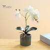 Artificial Potted Plant Faux Moth Orchid Bonsai Desktop Artificial Potted Phalaenopsis Flowers for Home Dining Table Office Desk Decoration
