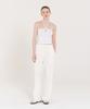 Ingi Active Semi-Wide Pleats Banding Pants Ivory
