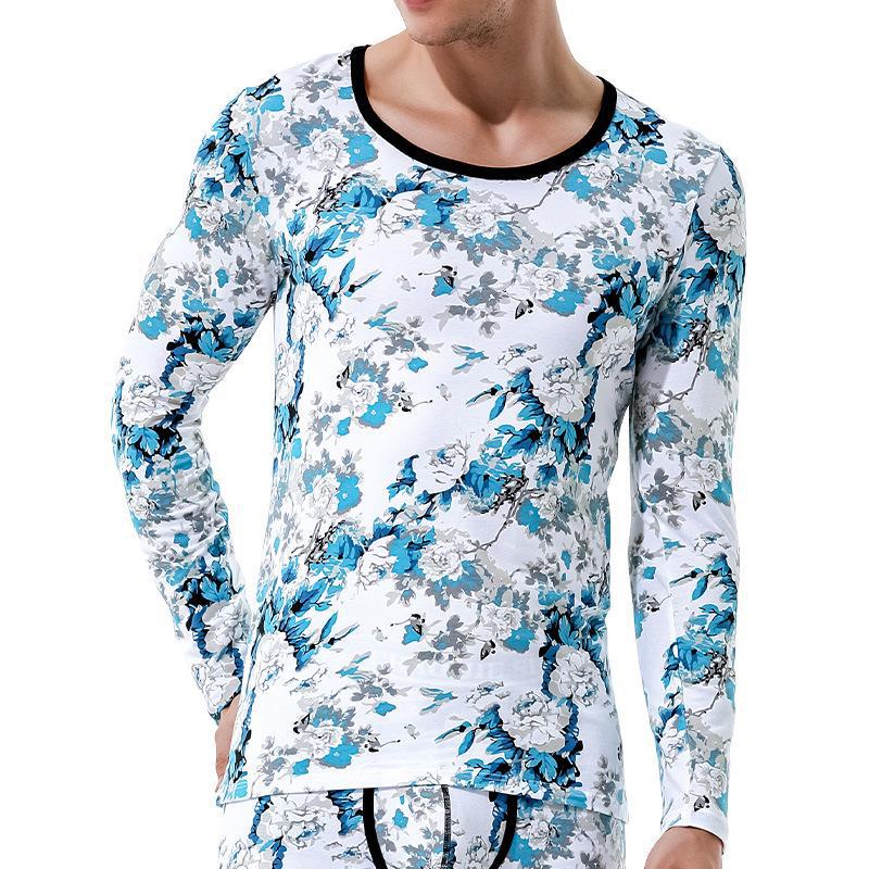 Men's Thermal Underwear Round-Neck Top - Thin, Tight-Fit, Low-Collar for Autumn and Winter