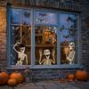 4Pcs Removable Halloween Skeleton Window Stickers Non-Adhesive PVC Bat Skeleton Static Stickers Spooky Waterproof