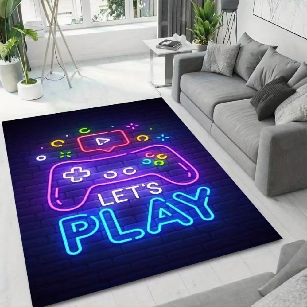 Jungenzimmer Großer Gaming-Teppich Man Cave 3D-Spielteppich Controller-Design Krabbel-Spielbodenmatte für Kinder Heim-Schlafzimmer-Dekoration Teppiche