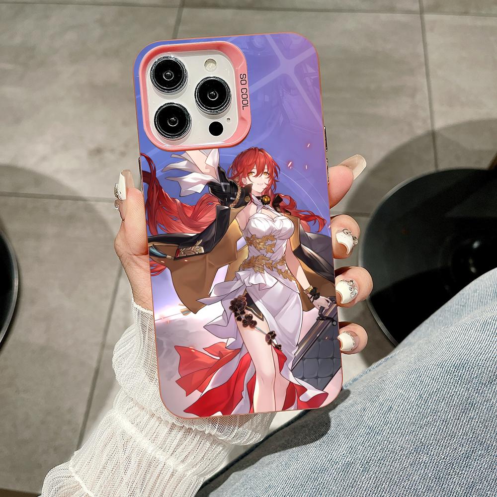 HSR Himeko Pink Translucent Mobile Phone Case for iPhone 17 16 15 14 13 12 11 X XR XS Air Pro Max Plus Colorful Cover